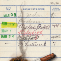 Heidi Pitre watercolor of burning cigarette from s e Hinton's the outsiders on vintage library card ephemera. gifts for book lovers and librarians.