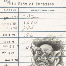 Heidi Pitre illustrates this gargoyle in graphite for f Scott Fitzgerald's this side of paradise. gifts for librarians and book lovers.