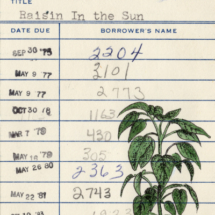 Heidi Pitre illustration of a plant from a tree grows in Brooklyn on a vintage library card. gifts for librarians and book lovers.