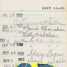 Heidi Pitre illustration of a Pacer on Cujo by Stephen King painted on vintage library borrower card.